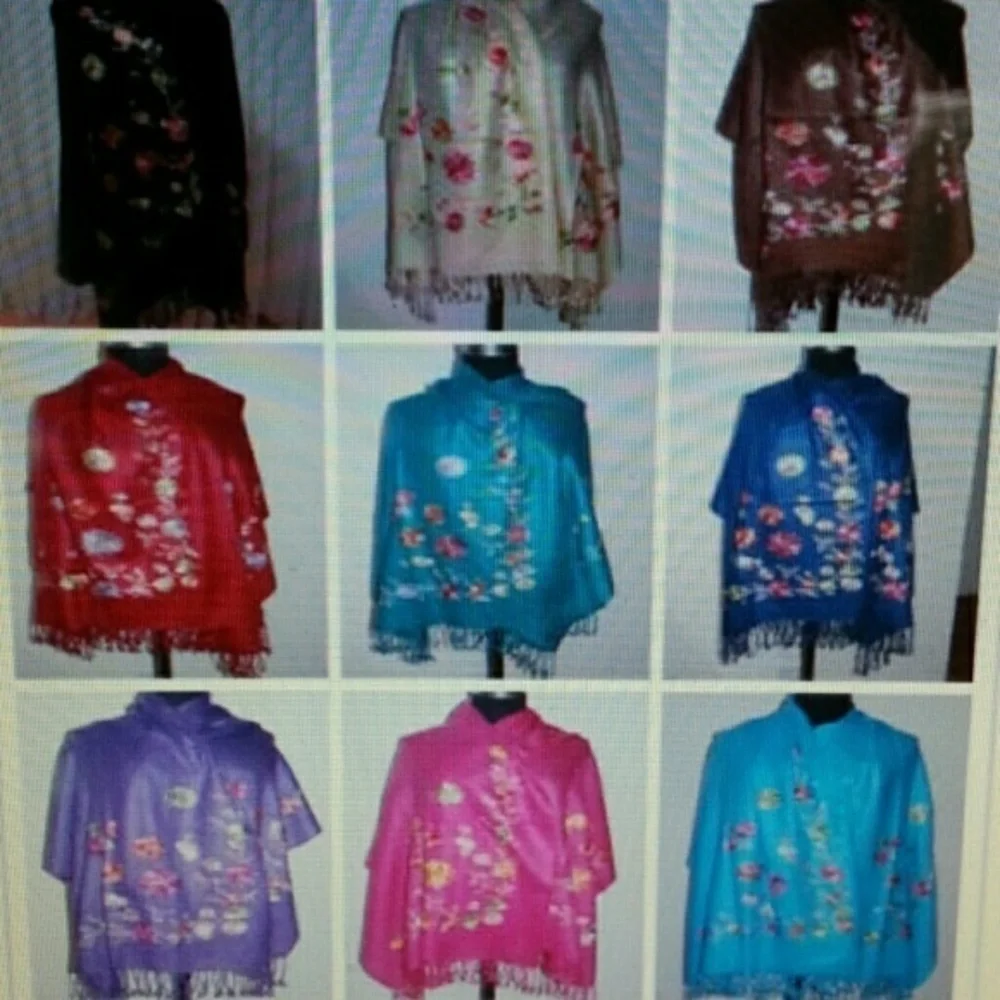 BIG‎ embroidered scarf...shawl NWT